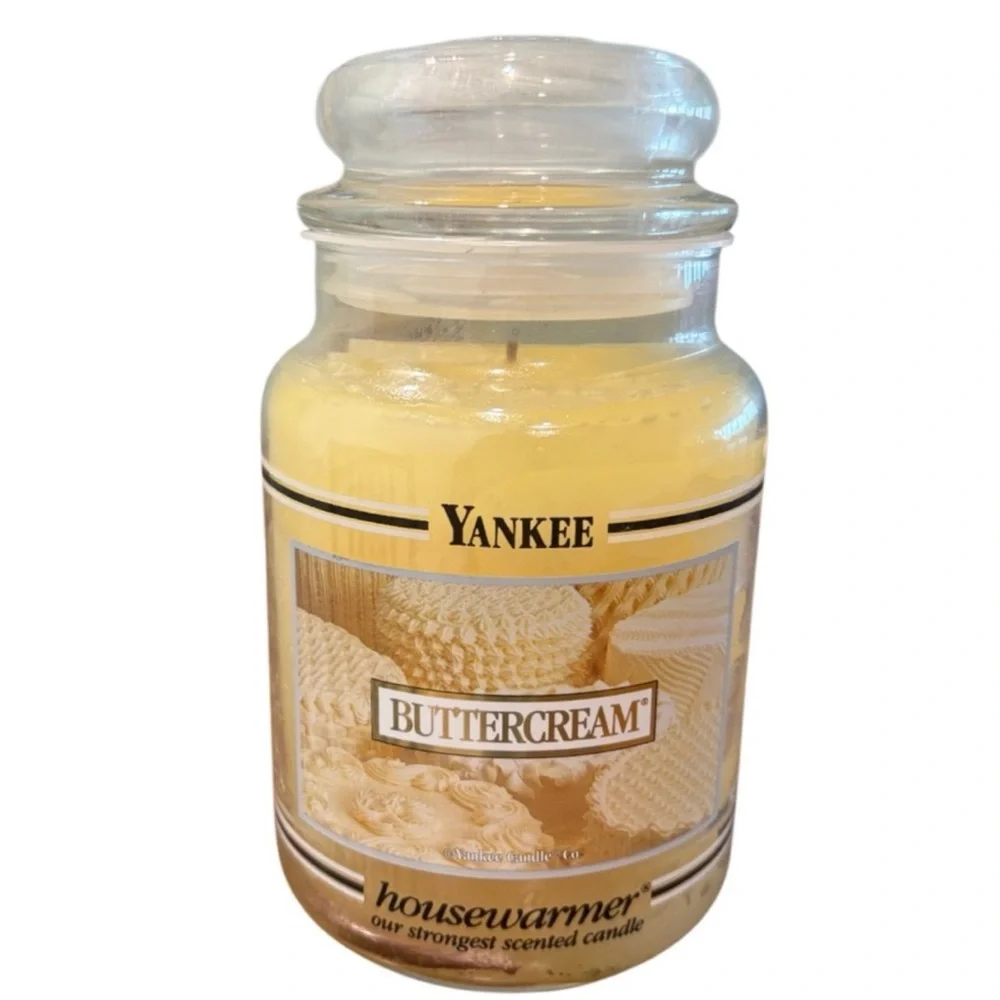 Yankee Candle Jar Buttercream Rare Vintage Black Band Retired Cream Yellow 22 Oz